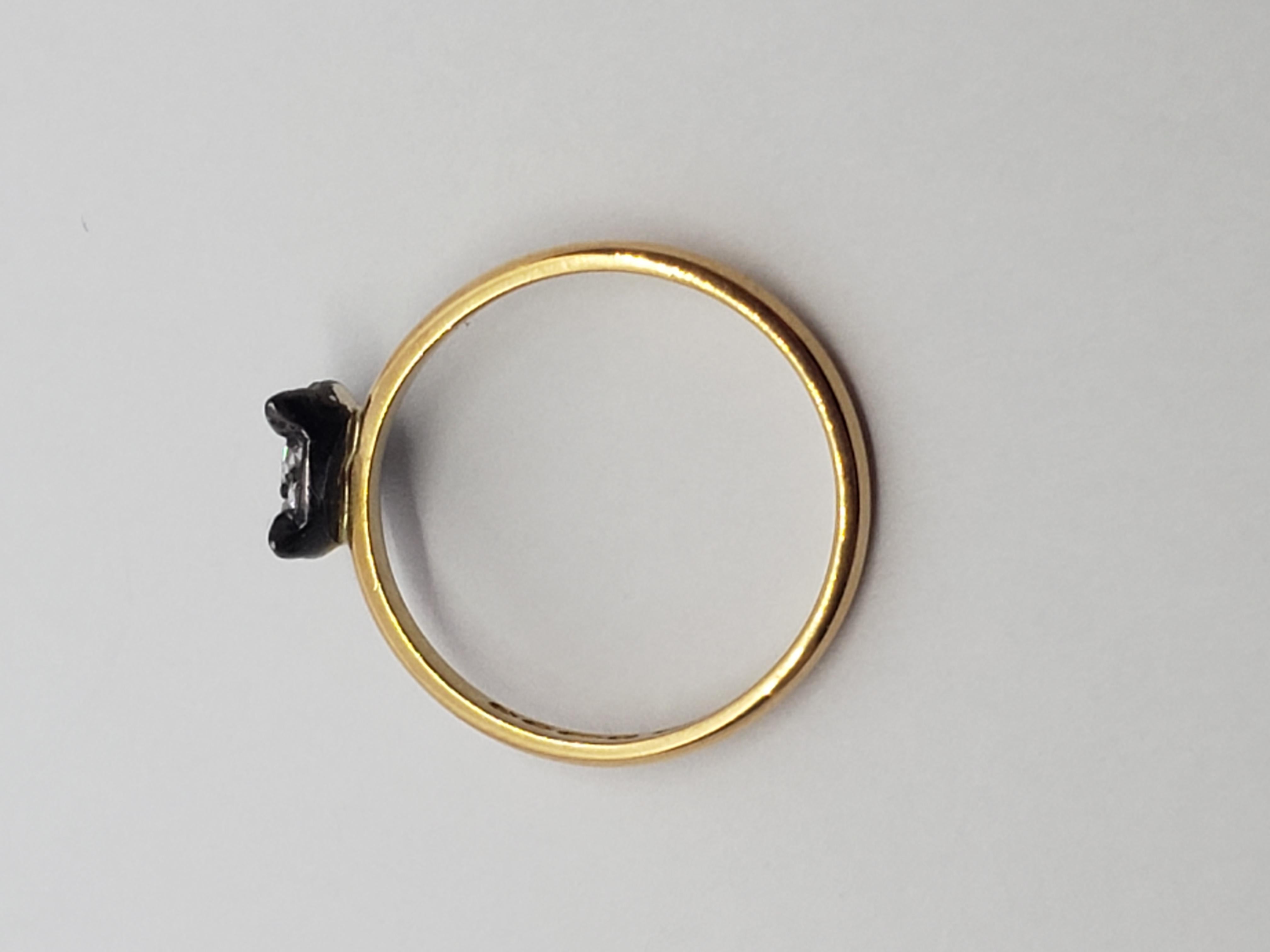 Rose Cut Victorian 22 Karat Gold Silver Diamond Fox Ring For Sale