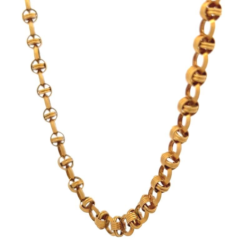 Victorian 22 Karat Yellow Gold Chain Link Necklace 1