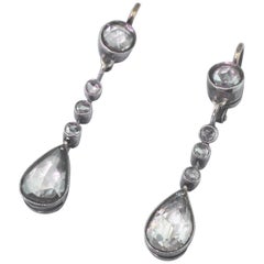 Victorian 2.20 Carat Rose Cut Diamond Pear Drop Earrings