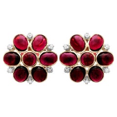 Victorian 22.28 Carat Garnet and Diamond Earrings in Rose Gold