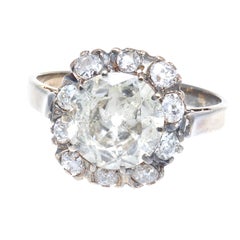 Victorian 2.25 Carat Diamond Gold and Silver Engagement Ring