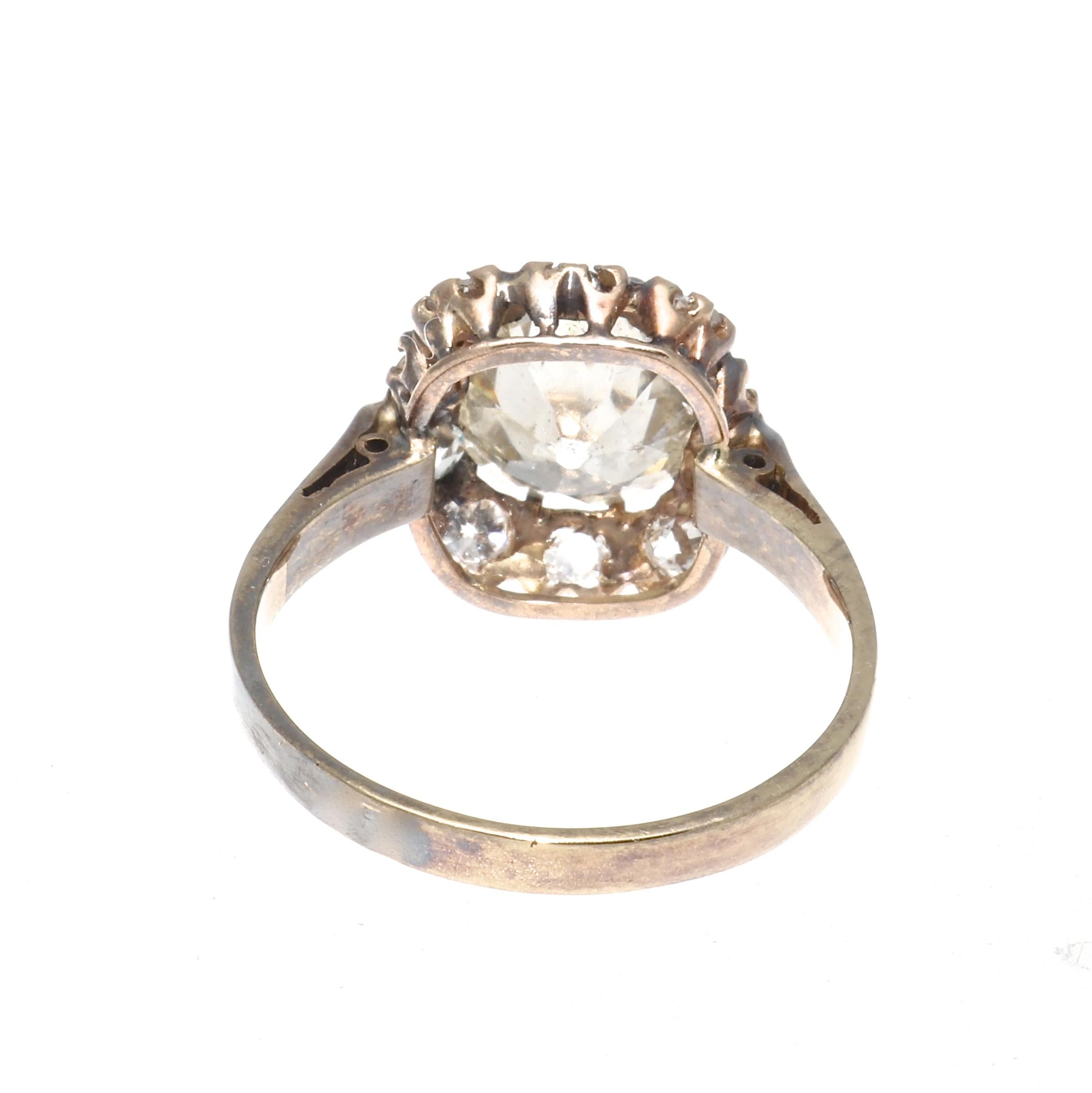 Victorian 2.25 Carat Diamond Gold and Silver Engagement Ring 3