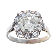 Antique Victorian 2.25 Carat Diamond Gold and Silver Engagement Ring