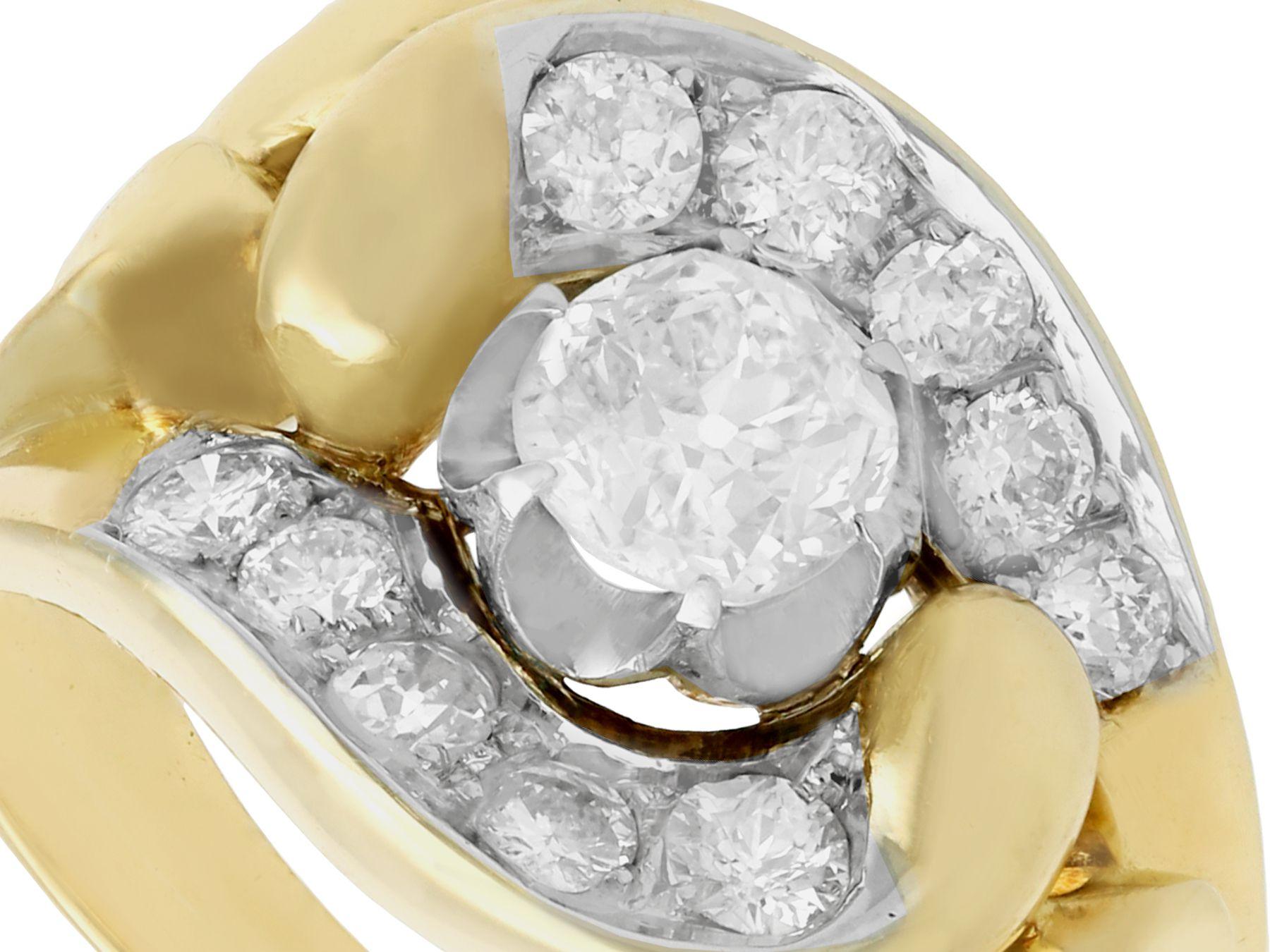 Taille ronde Bague cocktail victorienne en or jaune avec diamants de 2,25 carats en vente