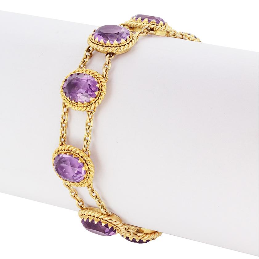 Pulsera victoriana de amatista de 22,50 ct, c.1900 Victoriano en venta