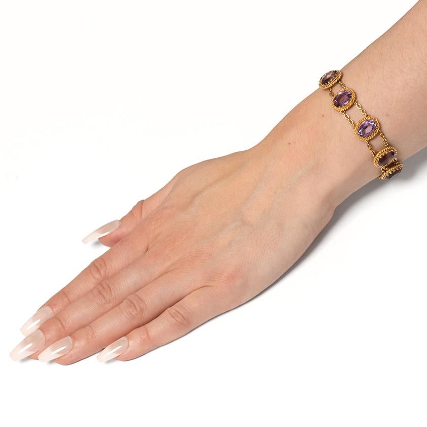 Pulsera victoriana de amatista de 22,50 ct, c.1900 Corte oval en venta
