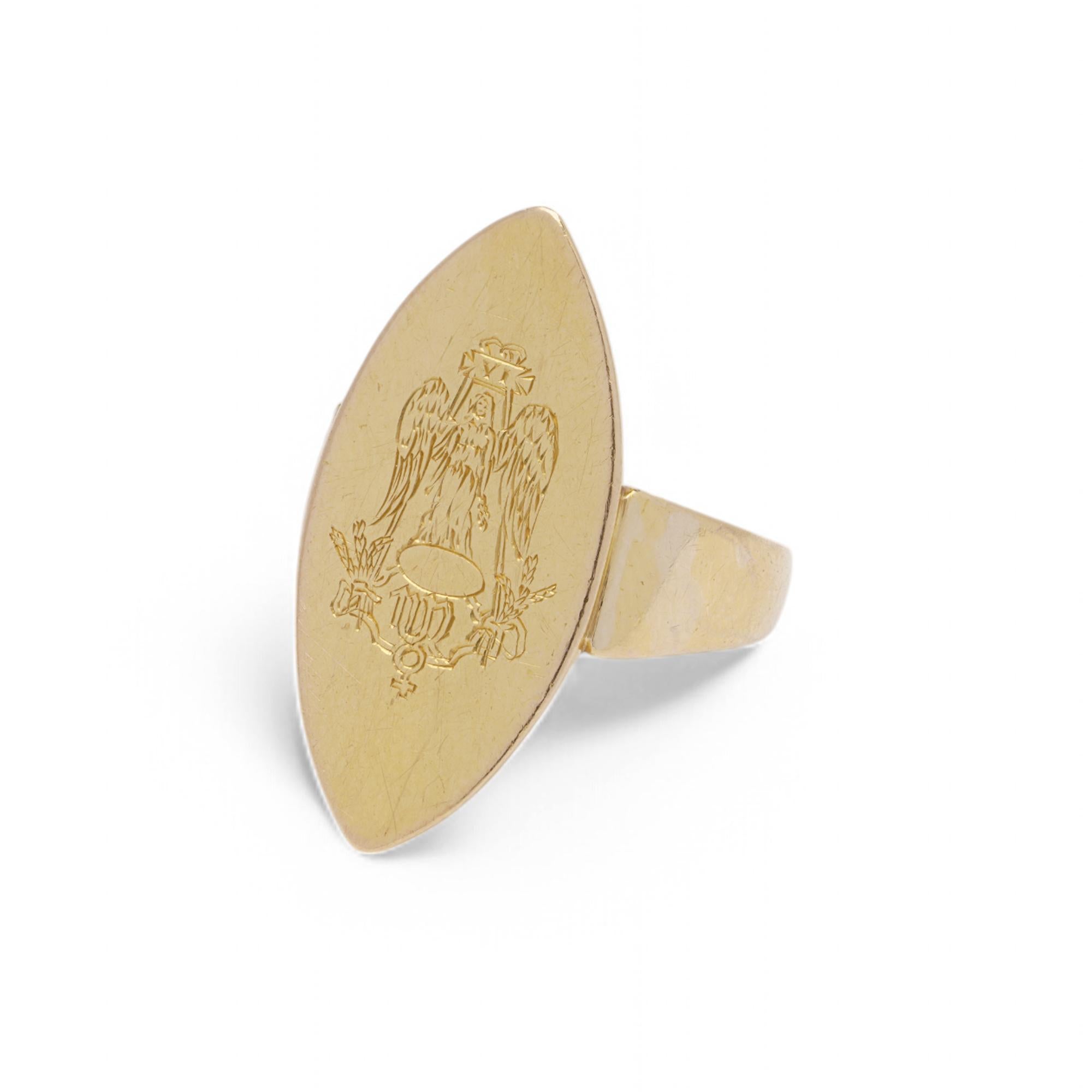Women's Victorian 22K Gold Signet Ring, 1896 For Sale