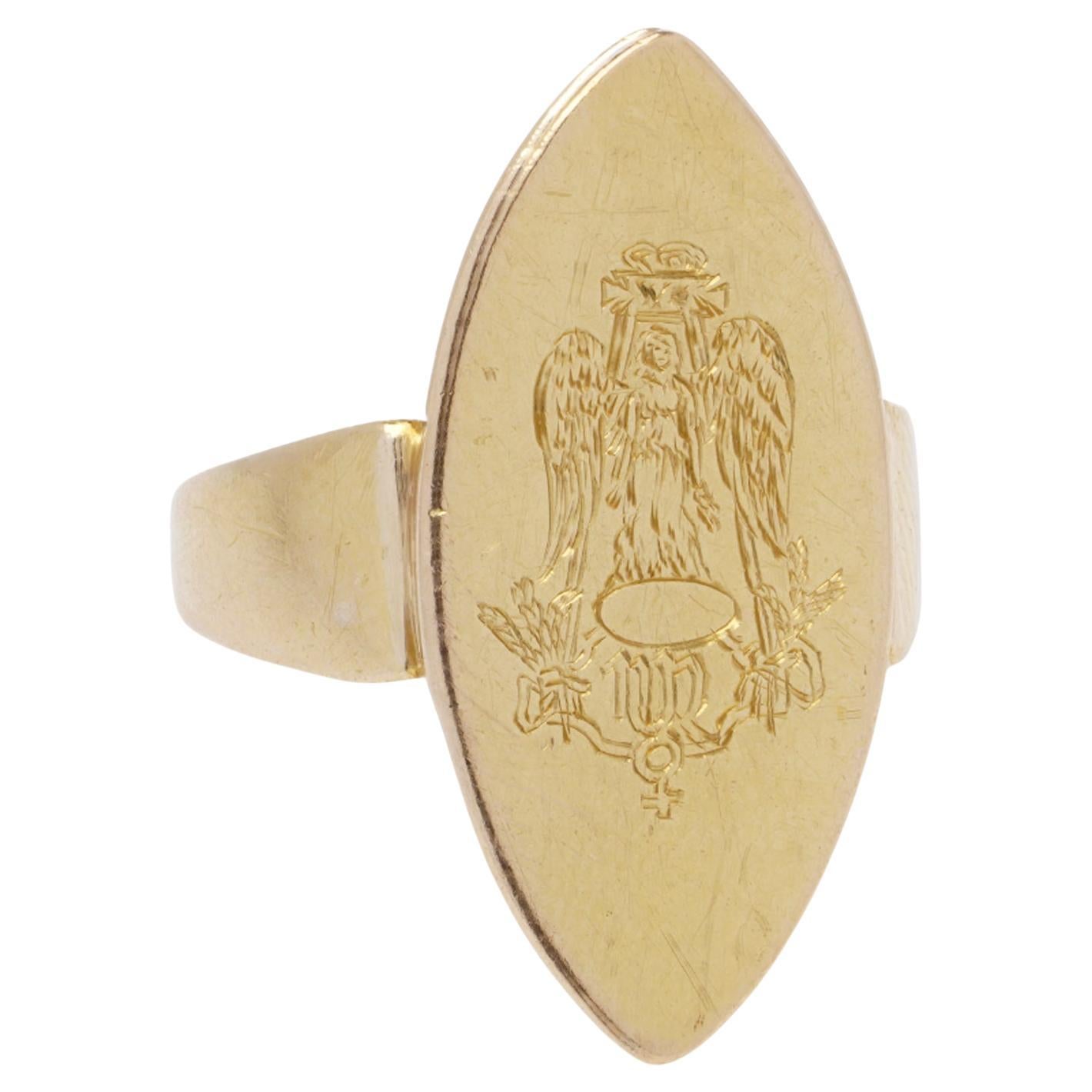 Victorian 22K Gold Signet Ring, 1896