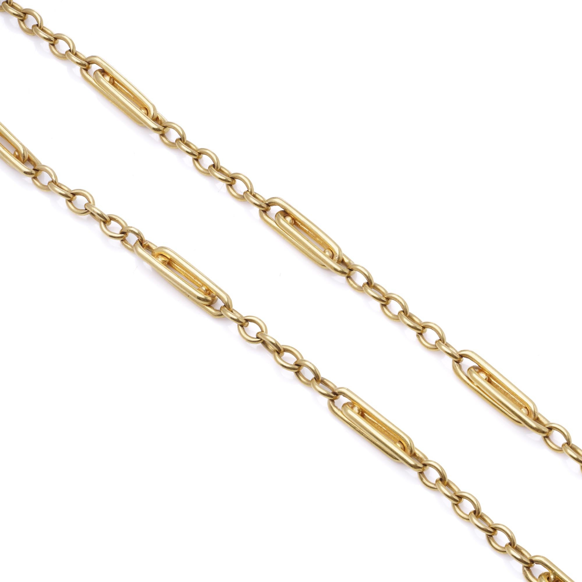Victorian 22kt Yellow Gold Albert Chain Necklace (Hallmarked) In Good Condition For Sale In Braintree, GB