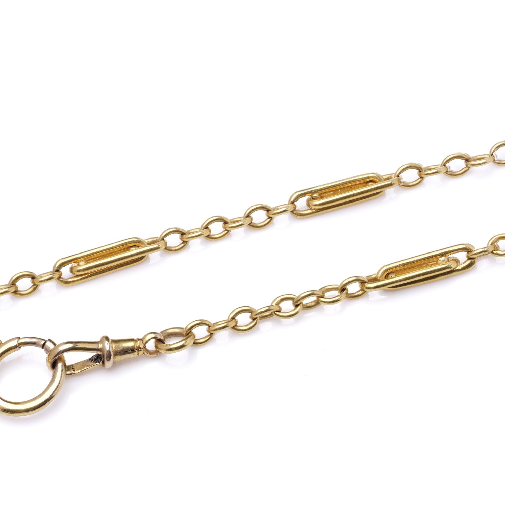 Women's or Men's Victorian 22kt Yellow Gold Albert Chain Necklace (Hallmarked) For Sale