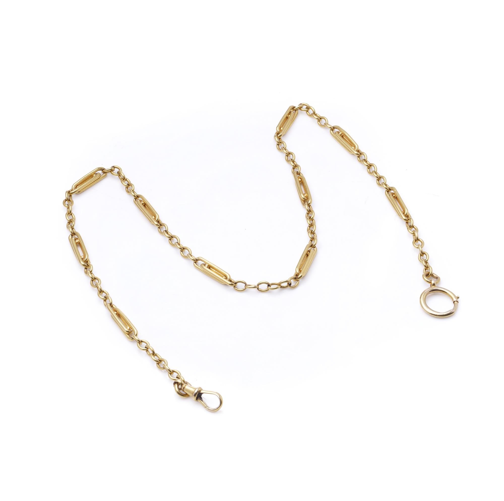 Victorian 22kt Yellow Gold Albert Chain Necklace (Hallmarked) For Sale 1