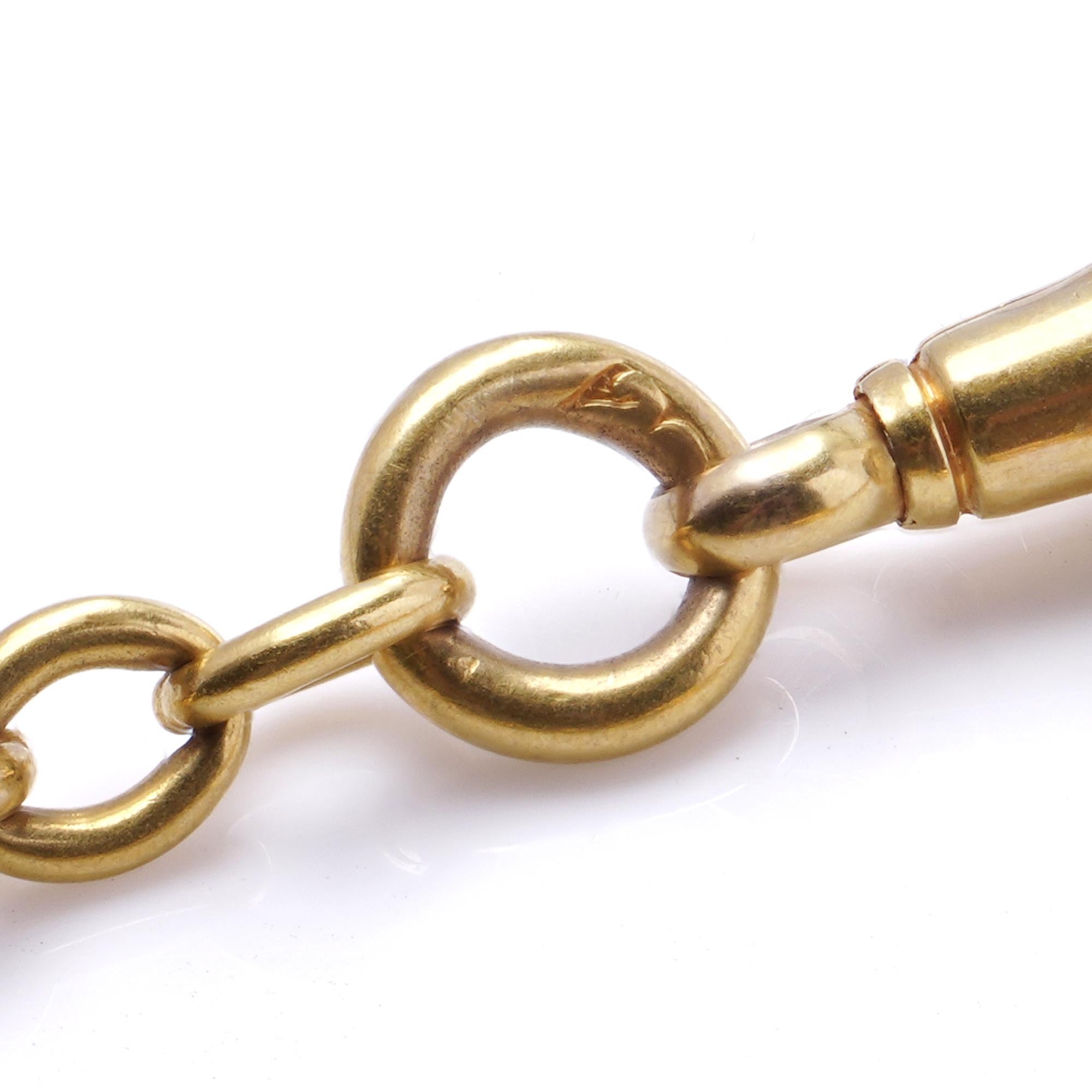 Victorian 22kt Yellow Gold Albert Chain Necklace (Hallmarked) For Sale 3