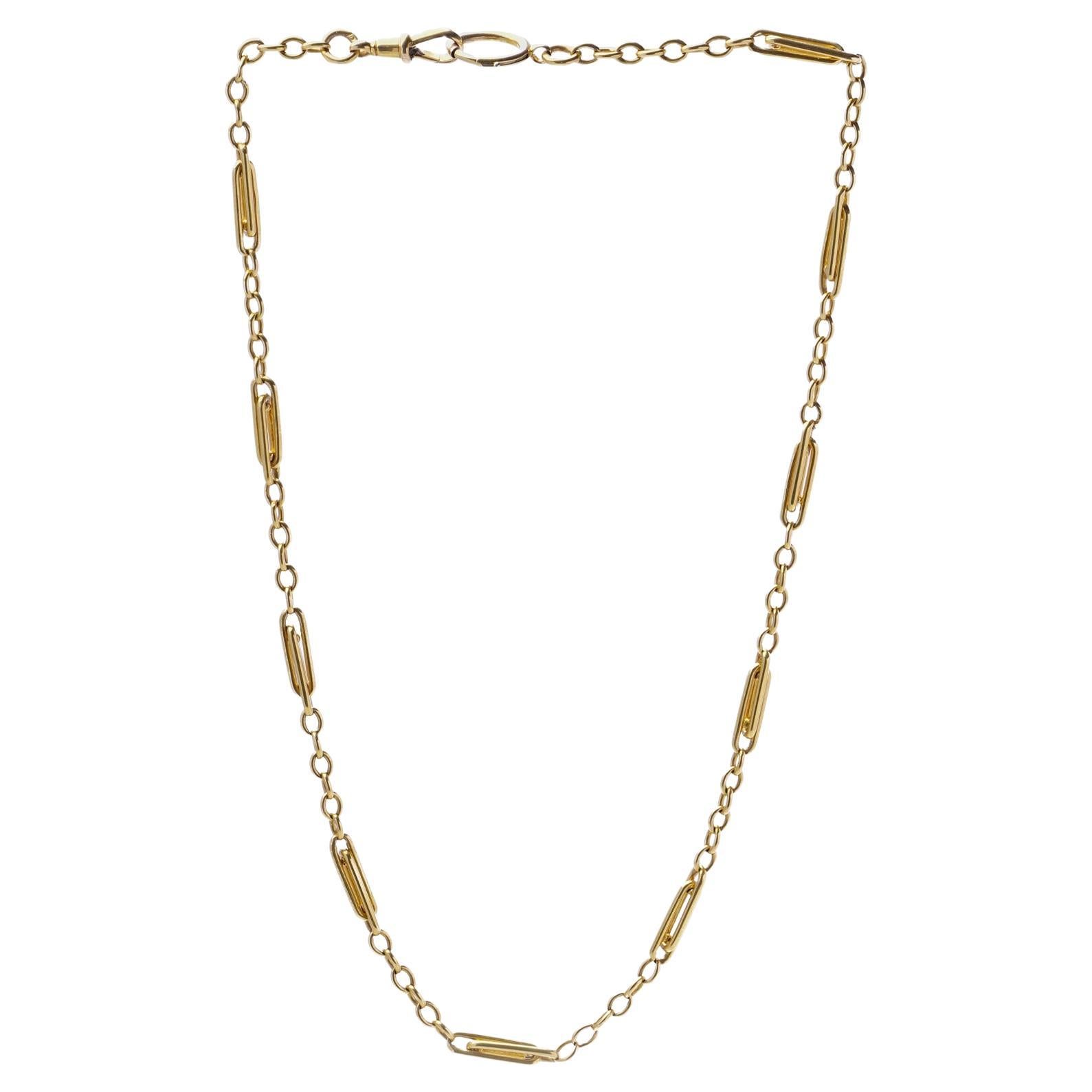 Victorian 22kt Yellow Gold Albert Chain Necklace (Hallmarked) For Sale