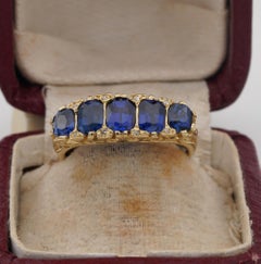 Victorian 2.30 Ct Natural Sapphire Five stone ring