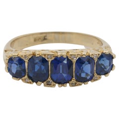 Antique Victorian 2.30 Ct Natural Sapphire Five stone ring
