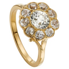Victorian 2.45ct Old Cut Diamond Cluster Ring in 18ct Yellow Gold