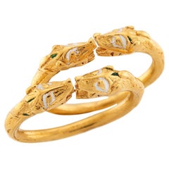 Bague victorienne 24k Renaissance Revival en émail Figural