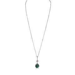 Victorian 25 Cttw. Emerald, Diamond and Topaz Pendant Necklace
