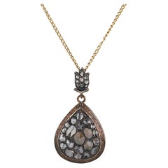 Victorian 2.50 carat diamond 18k gold and silver necklace
