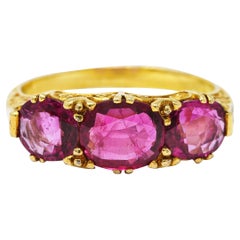Victorian 2.50 Carats Ruby 18 Karat Yellow Gold Filigree Ring