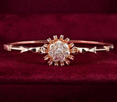 Victorian 2.50 Ct Diamond Daisy Bangle