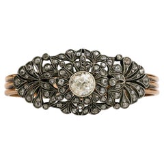 Victorian 2.50 Rose Cut Diamond Bangle Bracelet .