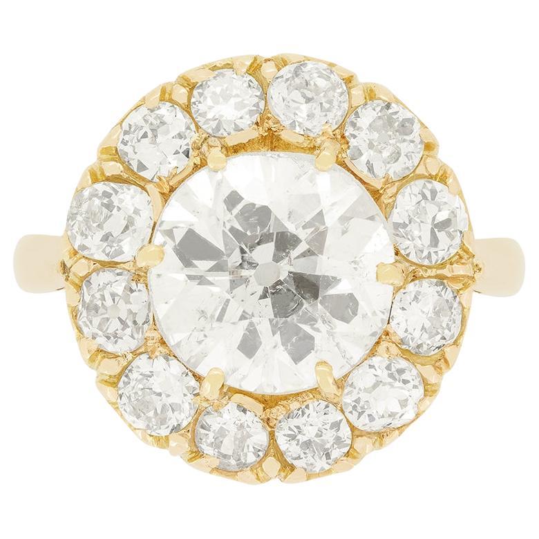 Anillo victoriano con racimo de diamantes de 2,50 ct, c.1880