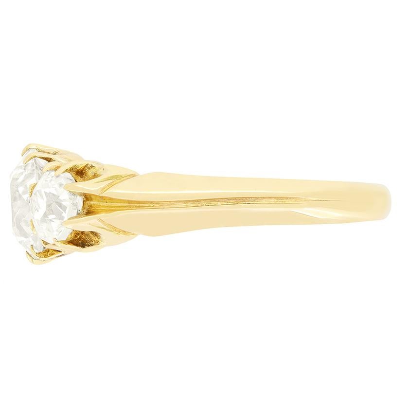 Old European Cut Victorian 2.50ct Diamond Trilogy Ring, c.1880s For Sale