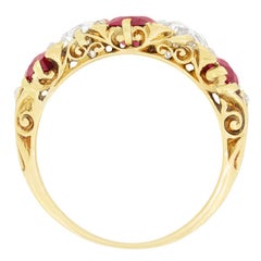 Victorian 2.50ct Ruby and Diamond Five Stone Ring, c.1880s