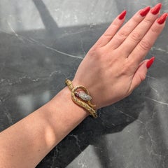 Victorian 2.53 CTW Diamond Ruby 14K Yellow Gold Antique Snake Bangle Bracelet