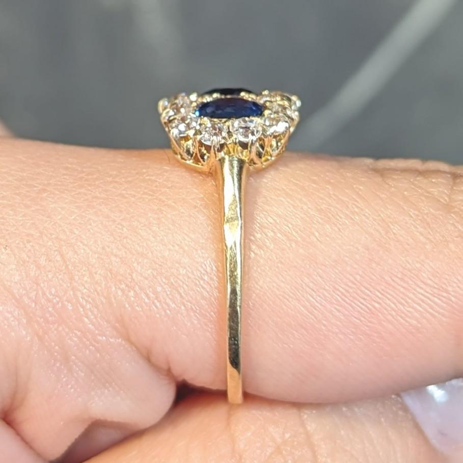 Antiker viktorianischer 2,58 Karat Saphir-Diamant-Cluster-Ring aus 18 Karat Gelbgold 6