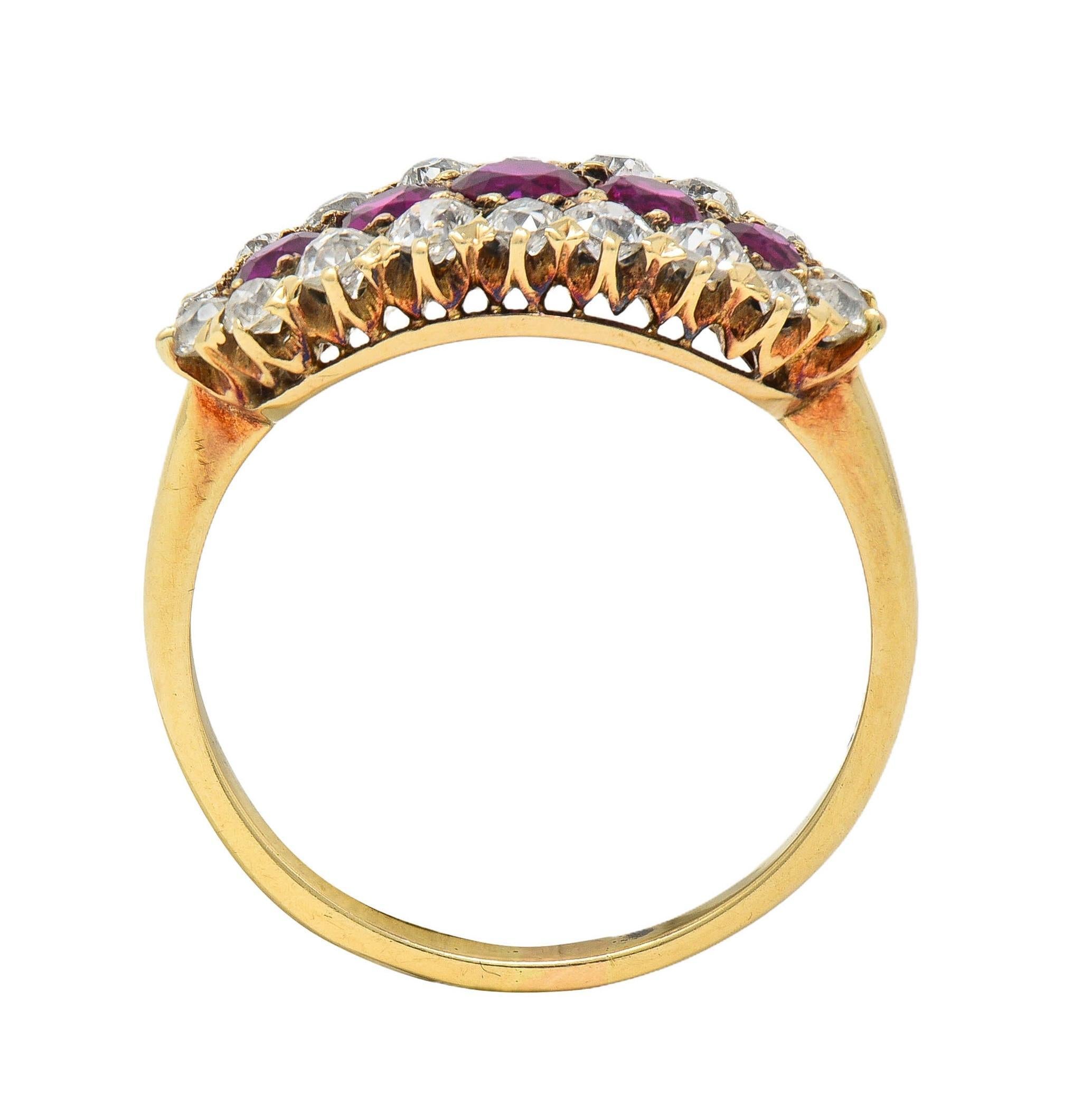 Bague jonc victorienne en or jaune 14 carats, diamants et rubis de 2,59 carats en vente 5