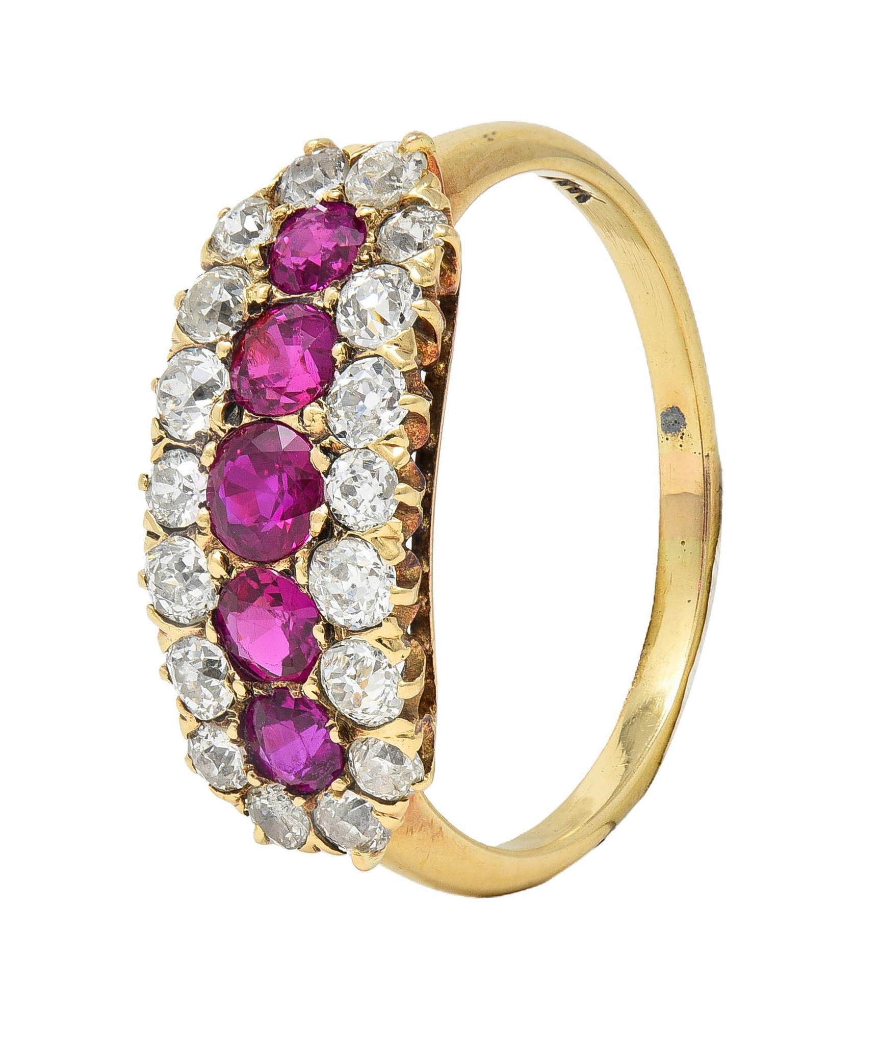 Bague jonc victorienne en or jaune 14 carats, diamants et rubis de 2,59 carats en vente 6