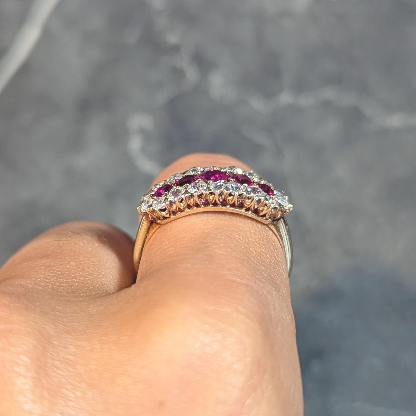 Bague jonc victorienne en or jaune 14 carats, diamants et rubis de 2,59 carats en vente 7