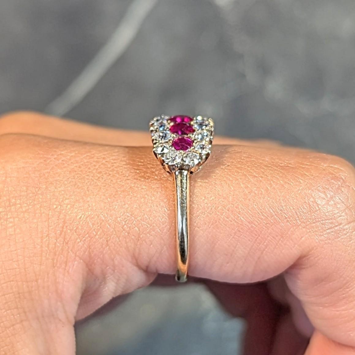 Bague jonc victorienne en or jaune 14 carats, diamants et rubis de 2,59 carats en vente 8
