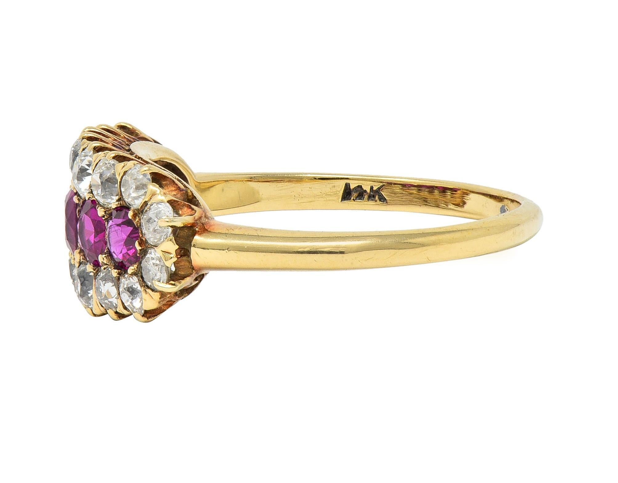 Bague jonc victorienne en or jaune 14 carats, diamants et rubis de 2,59 carats Unisexe en vente