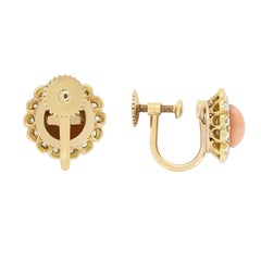 Victorian 2.60ct Coral and Diamond Earrings, c.1880s