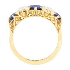 Victorian 2.60ct Sapphire and Diamond Five Stone Ring, c.1896