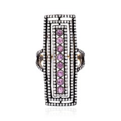 Victorian 2.64 Carat T.W Pink Sapphire and Diamond Split Shank Multi-Row Ring