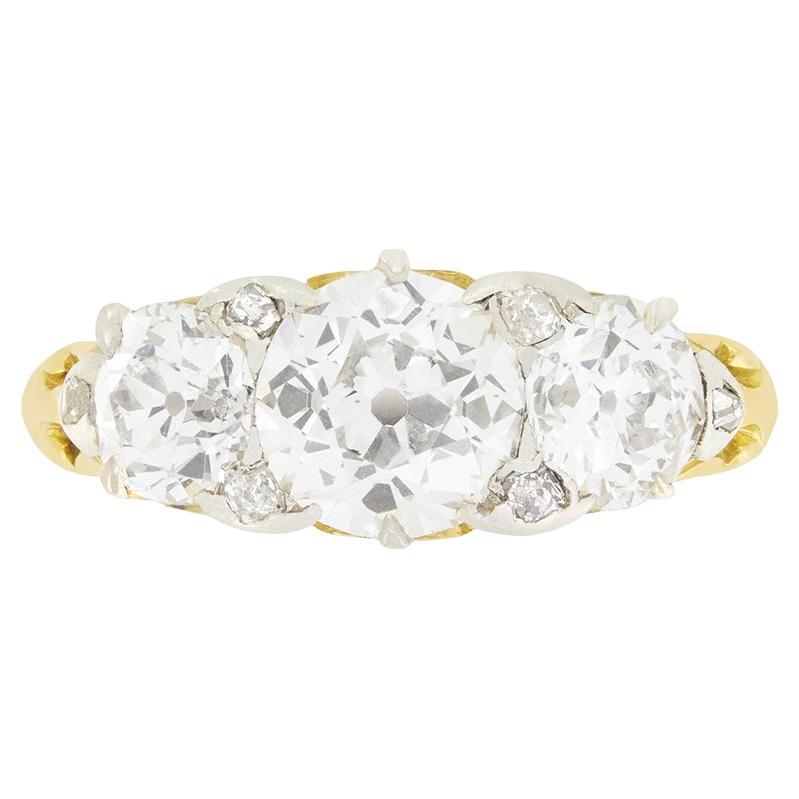 Anello vittoriano a trilogia di diamanti da 2,65 carati, 1880 ca.