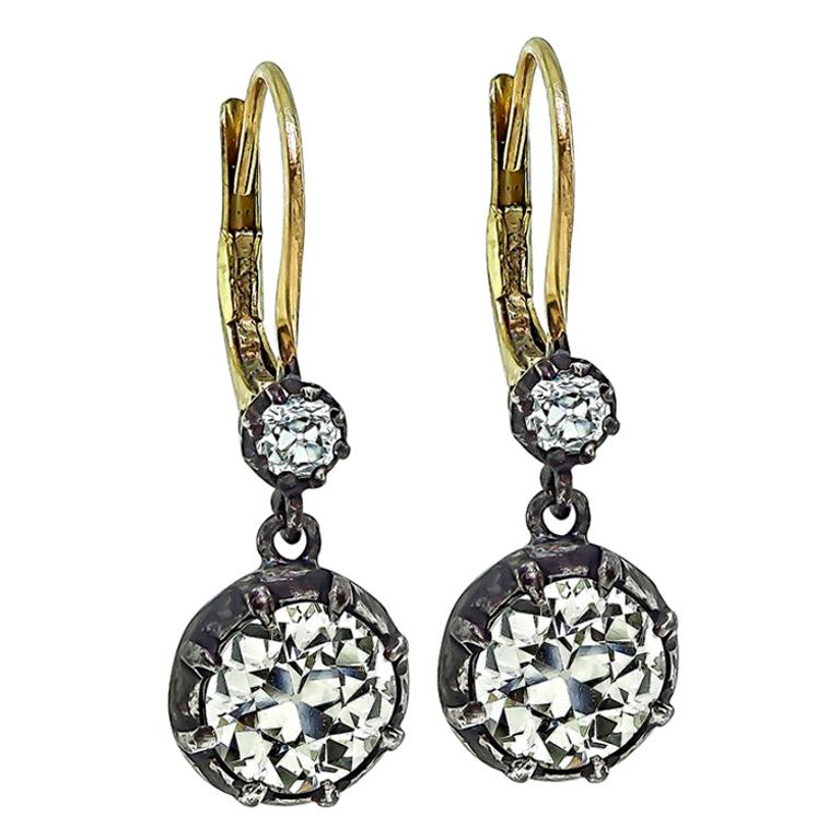 Boucles d'oreilles victoriennes en diamants de 2,69 carats en vente