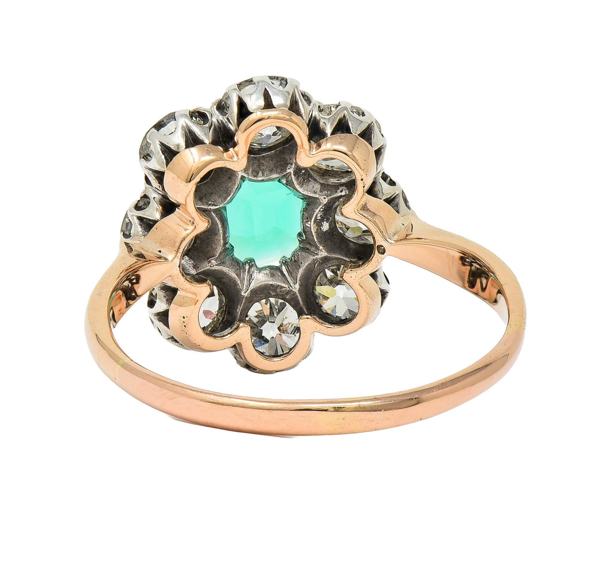 Viktorianischer 2,69 CTW No Oil Kolumbianischer Smaragd Diamant 14K Gold Antiker Ring für Damen oder Herren im Angebot