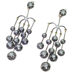 Antique Victorian 2.70 Carat Diamond and Silver Chandelier Earrings