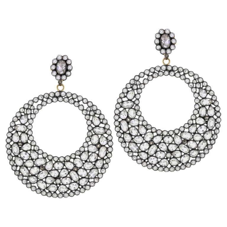 V3 Jewelry Sterling Silver with Natural Citrine and White Topaz Drop Earrings