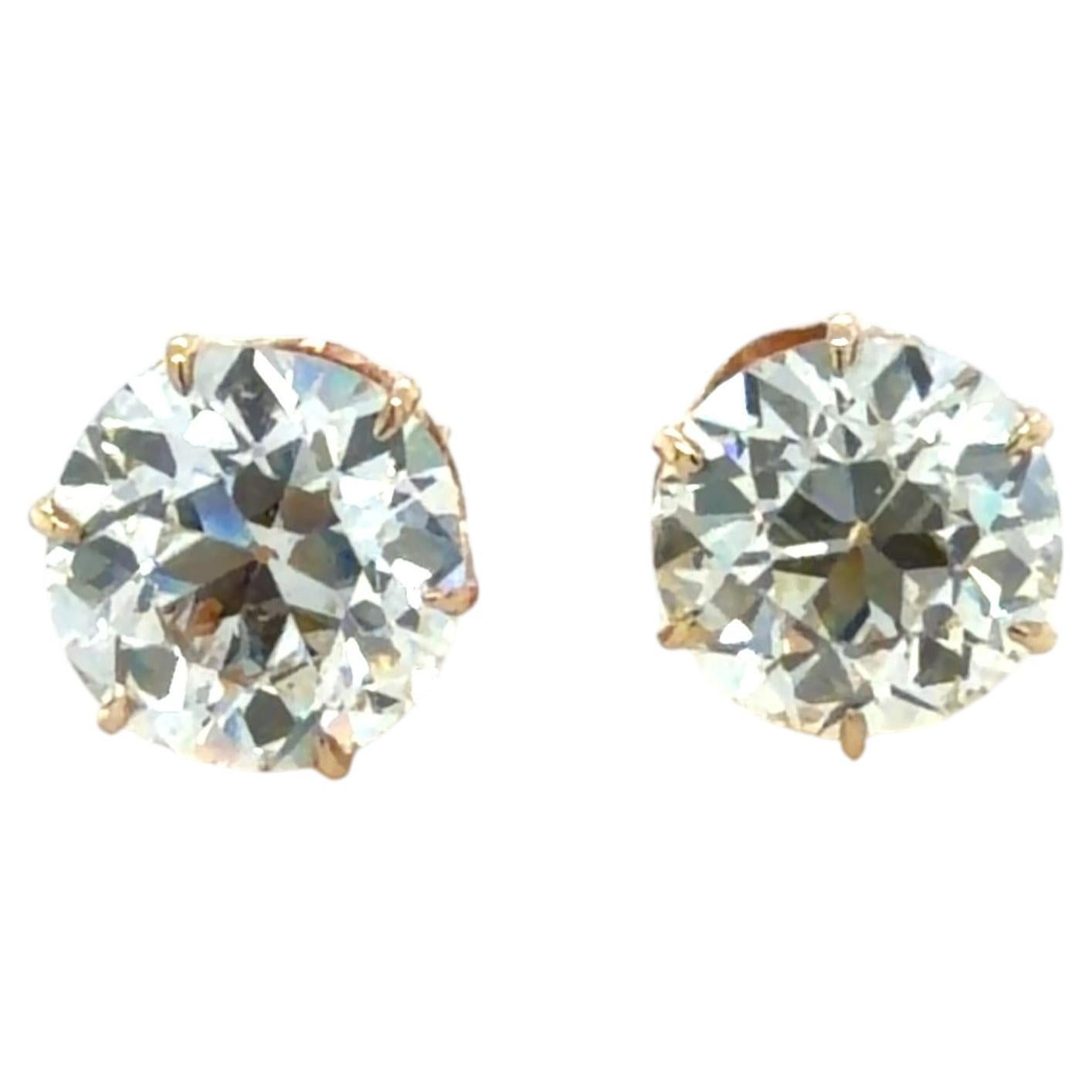 Ohrstecker im viktorianischen Stil mit einem Diamanten im alten europäischen Schliff von 2,80 Karat im Angebot