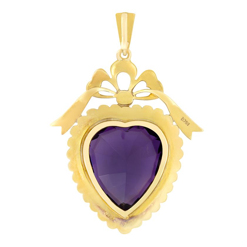 Taille cœur Pendentif victorien en forme de cœur en améthyste de 28,80ct, c.1880s en vente