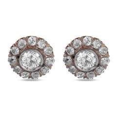 Orecchini vittoriani a grappolo con diamante da 2,90 carati in oro giallo 14k