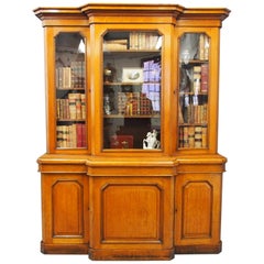 Antique Victorian 3-Door Oak Breakfront Bookcase