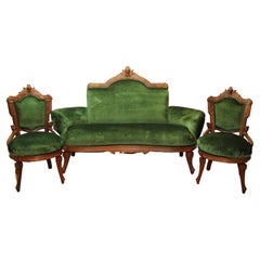 Victorian 3 Piece Parlor Set, Set Includes 1 Settee & 2 Side Chairs