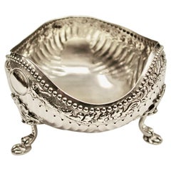 Antique Victorian 3 Sided Embossed Silver Sweet Dish, Made by D & J Welby,London 1886